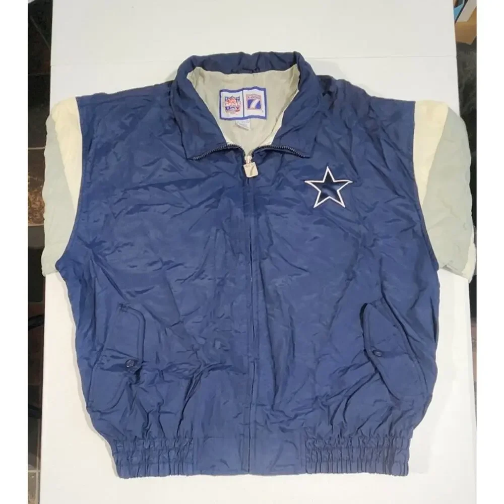 Vintage NFL Game Day Logo 7 Dallas Cowboys Puffer Coat Jacket Sz X Large Zip Up
